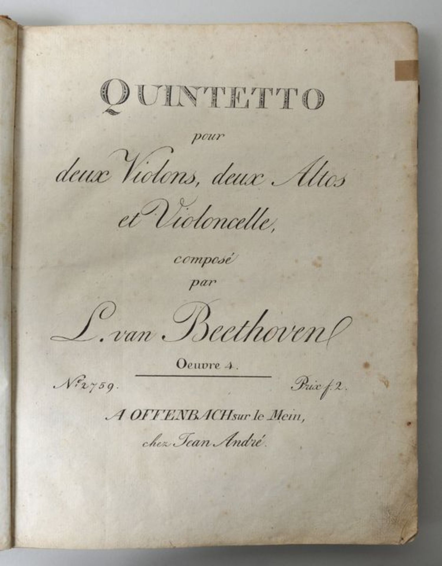 5 Bände Notensätze für Streichinstrumente: Quintette von L. v. Beethoven, W. A. Mozart und<br - Image 2 of 3