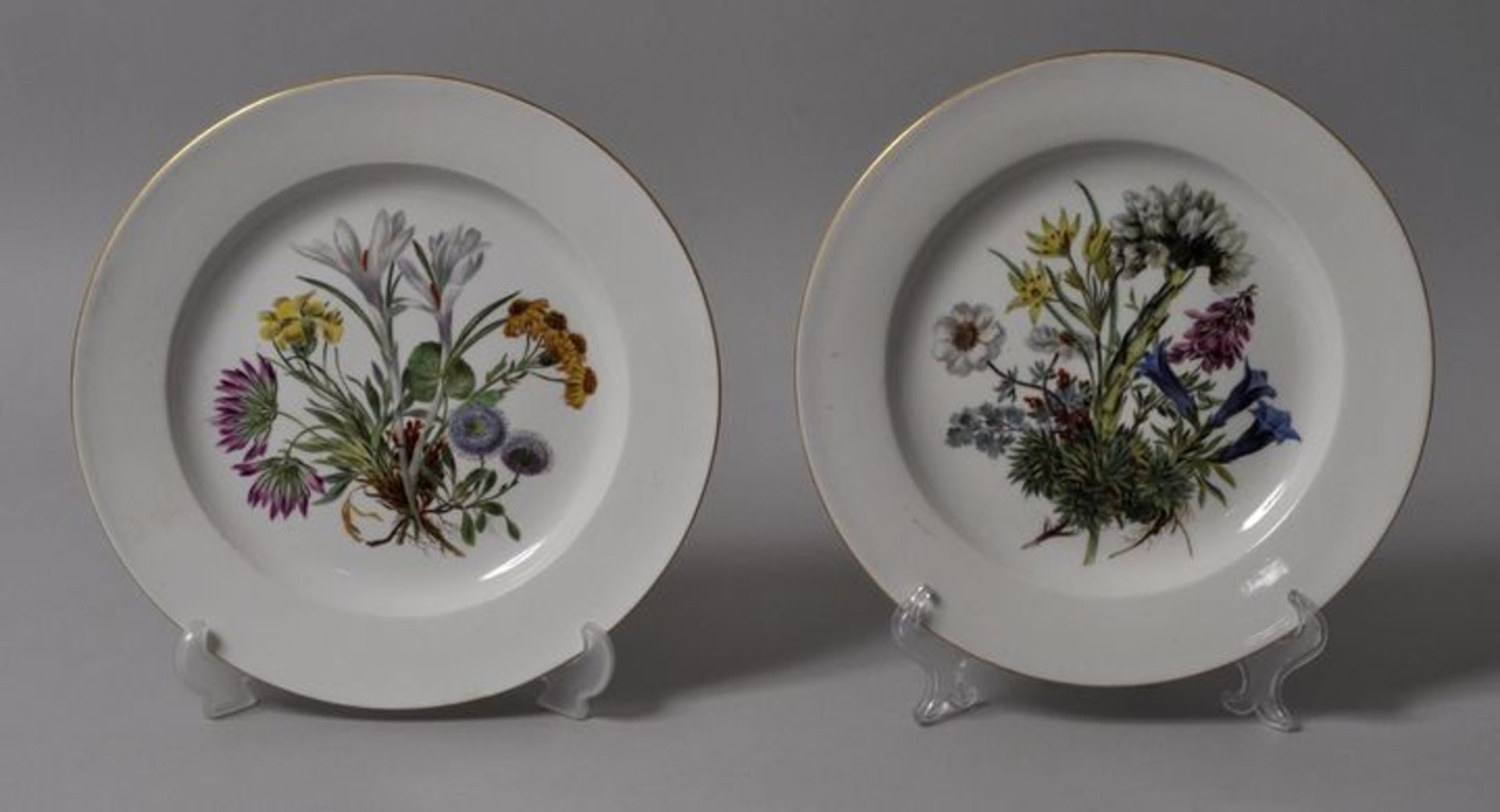 2 Teller, Meissen, um 1820, nachträgl. bemalt