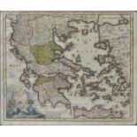 "Graeciae novae Tabula". Kupferstichkarte von Griechenland mit Ägäis und Küste der Türkei.