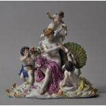 Allegorische Figurengruppe "Die Luft" (Juno mit Amoretten und Pfau), Meissen, um 1900