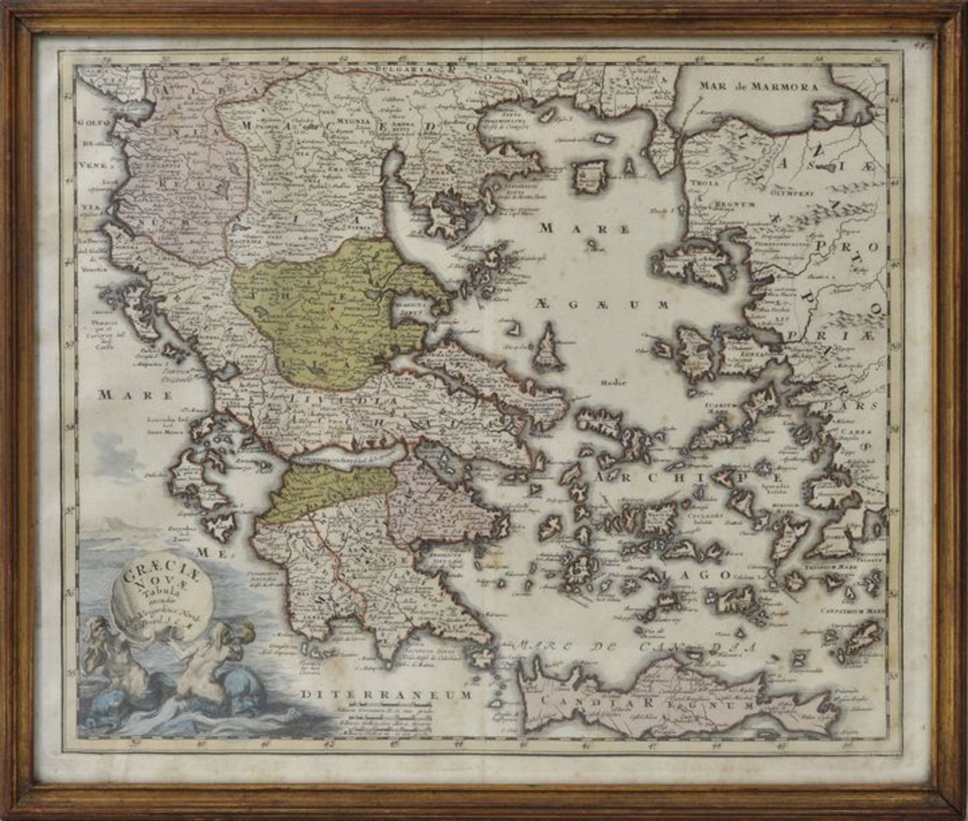 "Graeciae novae Tabula". Kupferstichkarte von Griechenland mit Ägäis und Küste der Türkei. - Bild 2 aus 2