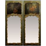 Paar große Rokoko-Trumeau-Spiegel mit Gemälden, Mitte 18. Jh.