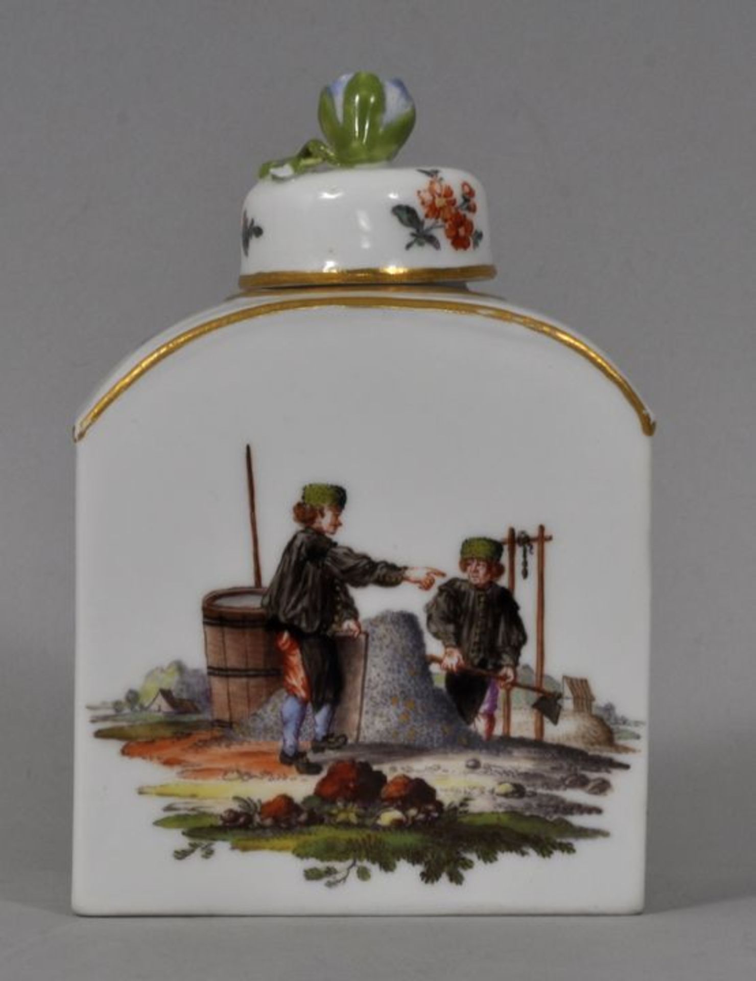 Teedose mit Bergbauszenen, Meissen, um 1740 - Bild 2 aus 3