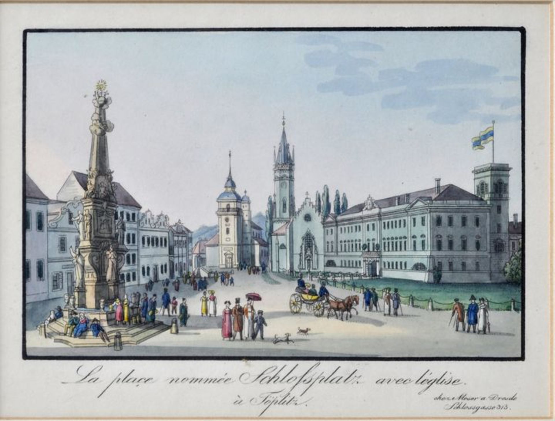 Ansicht vom Schlossplatz zu Teplitz, 1 Viertel 19. Jh.