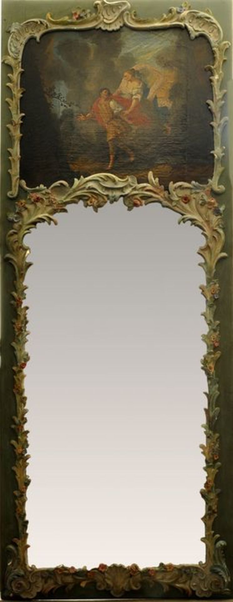 Paar große Rokoko-Trumeau-Spiegel mit Gemälden, Mitte 18. Jh. - Bild 3 aus 3