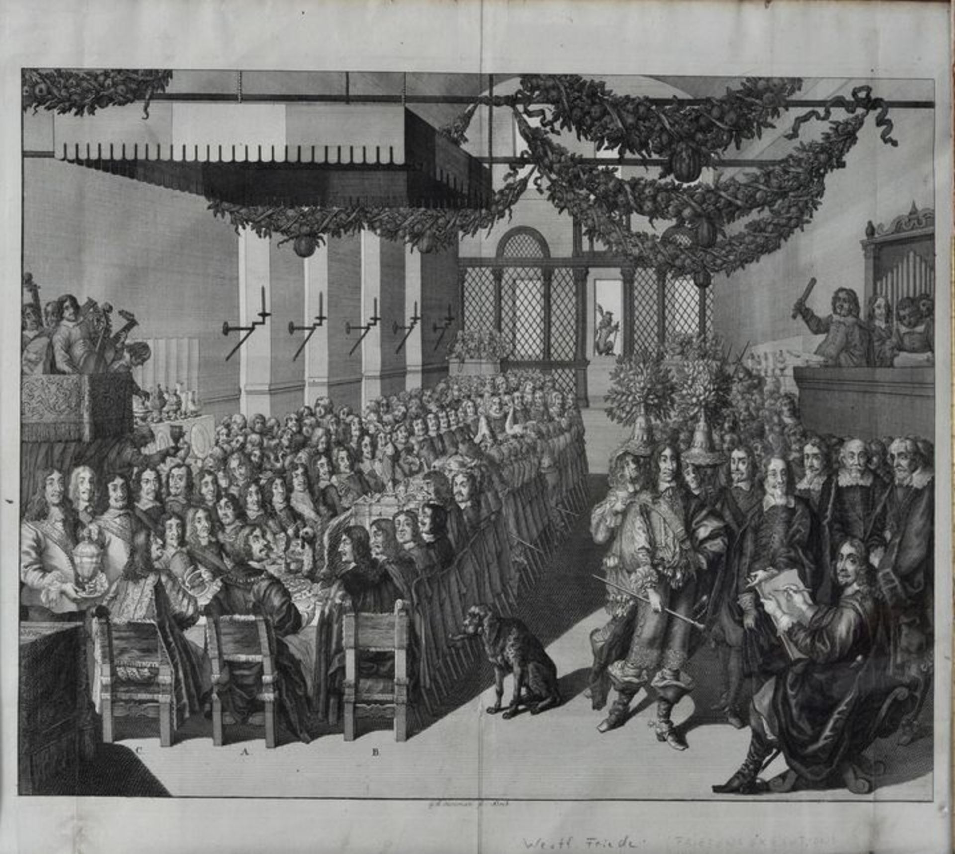 Zwei Kupferstiche zum sog. Friedensmahl im Nürnberger Rathaus 1649 - Bild 3 aus 3