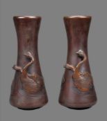 A Pair of Japanese Bronze Vases