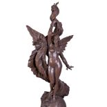 L. Maurer, (French, fl. late 19th century), Liberté, a painted plaster model of a winged maiden