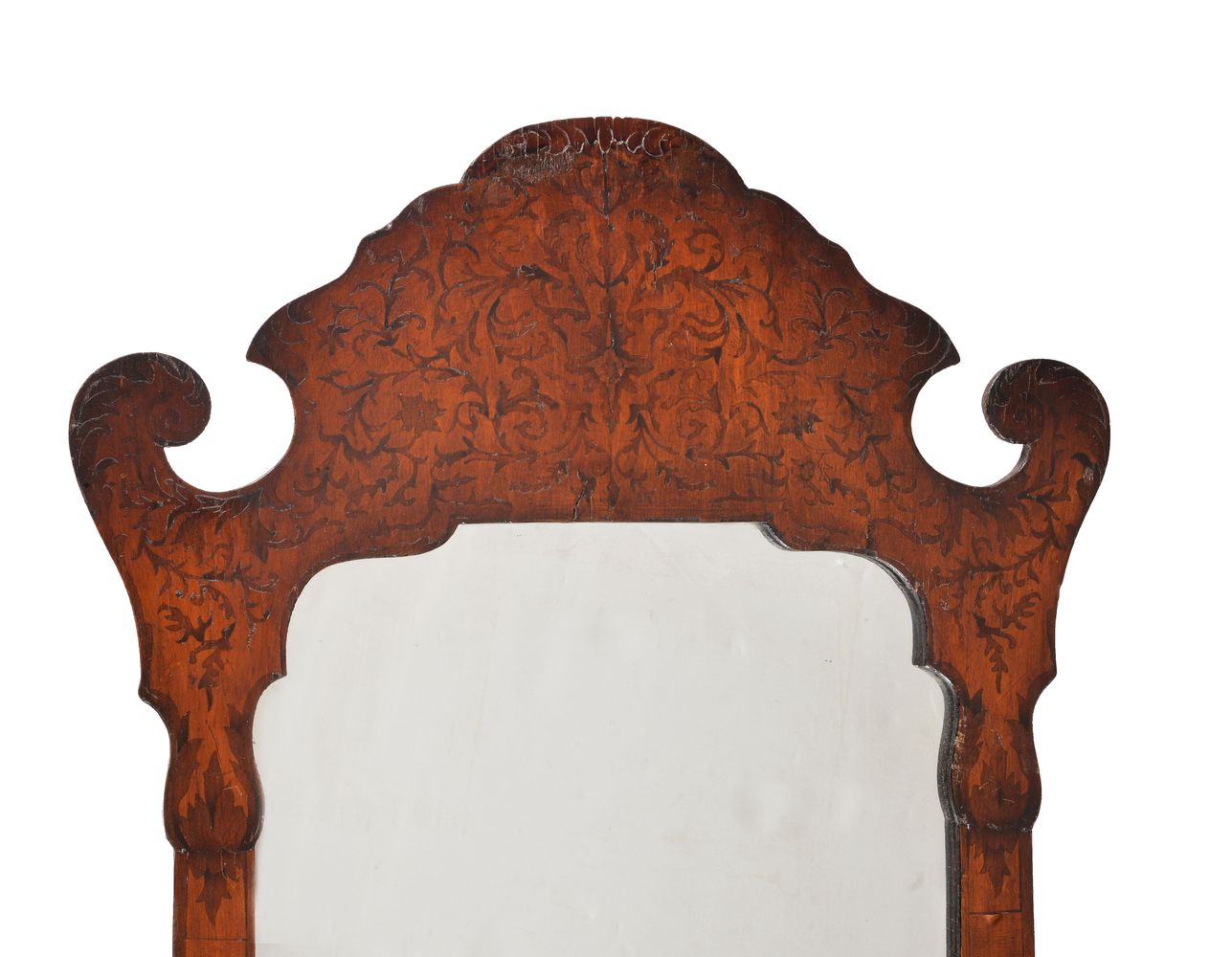 A Continental mahogany and marquetry inlaid wall mirror - Image 2 of 3