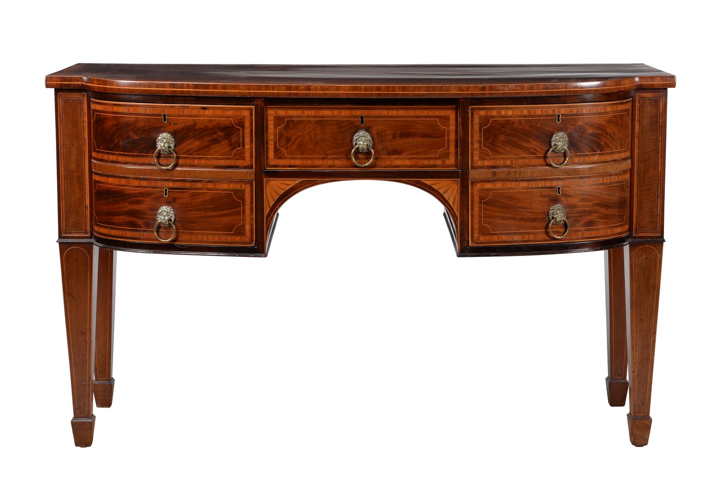 A late George III mahogany and satinwood crossbanded sideboard