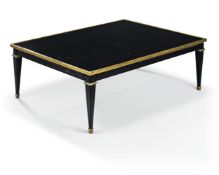 A French black lacquer and brass mounted low centre table