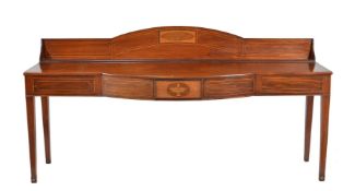 A George III mahogany and marquetry bowfront serving table