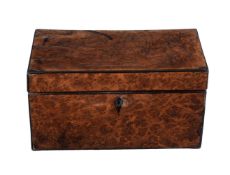 A George III burr elm rectangular tea caddy