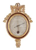 A French carved giltwood and painted barometer