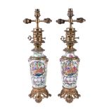 A pair of Chinese ormolu mounted vases