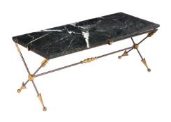 An Italian green serpentine marble and parcel gilt metal mounted occasional table