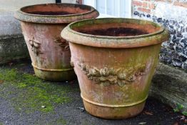 A pair of substantial terracotta jardinieres