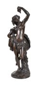 After François Théodore Devaulx, (French 1808 - 1870), a patinated bronze model of a dancing Bacchan