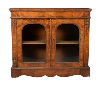 A Victorian burr walnut, marquetry inlaid, and gilt metal mounted side cabinet