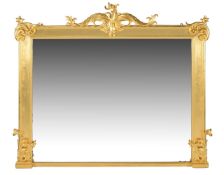 A giltwood overmantel mirror