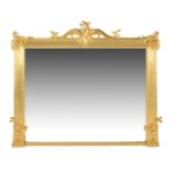 A giltwood overmantel mirror