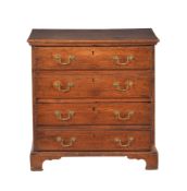 A George II oak chest of drawers