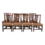 A harlequin set of eight mahogany dining chairs in George III style