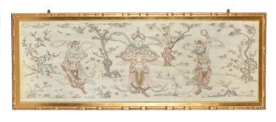 A Chinese silk embroidered panel