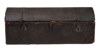 A leather and brass studded trunk