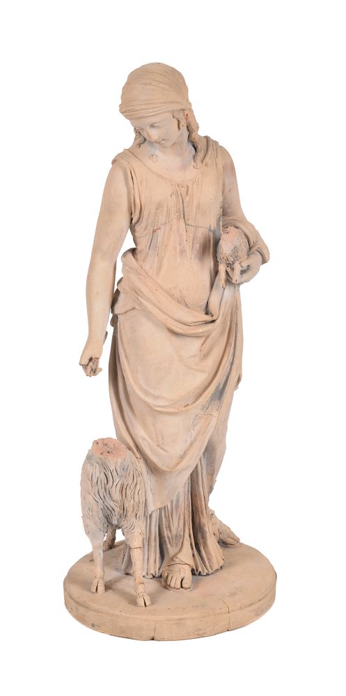 A terracotta model of a shepherdess