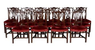 † A set of fifteen mahogany dining chairs in George III style