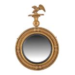 A Regency giltwood convex wall mirror