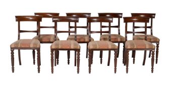 † A set of ten mahogany dining chairs in Regency style