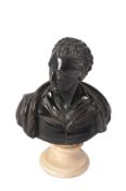 A patinated bronze bust of a gentleman