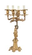 A French gilt bronze four light figural candelabrum in Orientalist taste