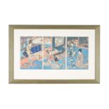 Toyokuni I, Toyokuni III and Others; Four Japanese Woodblock Printed Triptyches