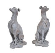 A pair of cast lead models of whippets