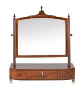 ϒ A George III mahogany and string inlaid platform dressing table mirror