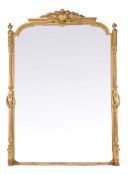 A Victorian giltwood overmantel wall mirror