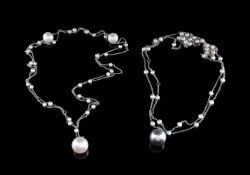 Two cultured pearl chains