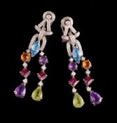 A pair of multi gem set earrings