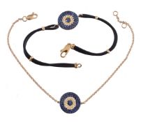 A sapphire and diamond evil eye bracelet