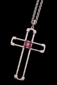 A ruby cross pendant