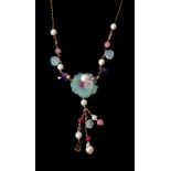 A multi gem set necklace