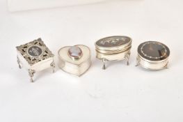 ϒ Four silver trinket boxes