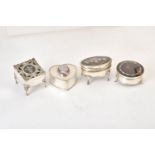 ϒ Four silver trinket boxes