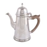 A silver straight-tapered coffee pot by C. J. Vander Ltd