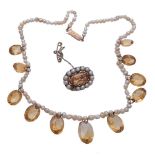 A citrine and pearl necklace