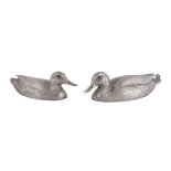 Val Bennett (b. 1923) for Hancocks, a pair of silver models of half size mallard ducks by C. F. Hanc