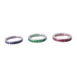 Three gemset eternity rings